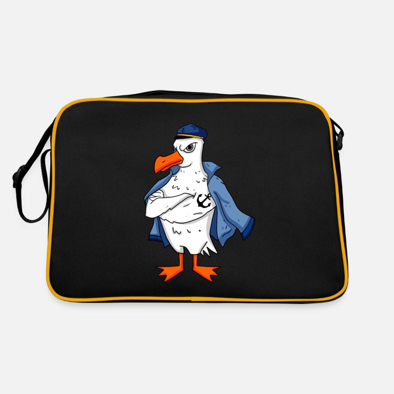 Muskelöse Seemöwe mit Anker Tattoo Möwe Geschenk Retro Tasche
