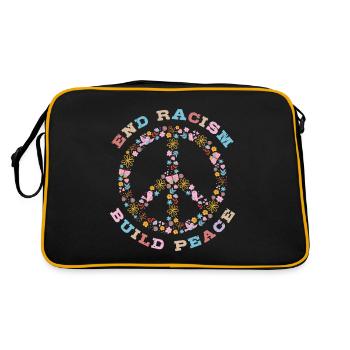 Rassismus beenden, Frieden schaffen - Retro Tasche - Schwarz/Gold - Hinten