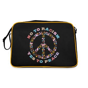No to Racism Yes to Peace - Retro Tasche - Schwarz/Gold - Hinten