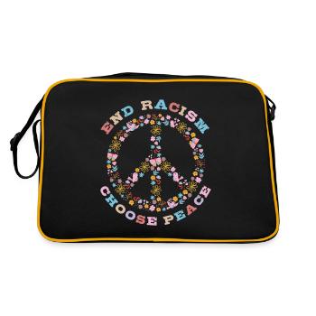 Schluss mit Rassismus, wähle Frieden - Retro Tasche - Schwarz/Gold - Hinten
