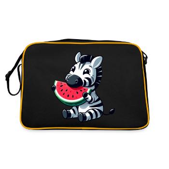 Zebra Melone Wassermelone Frucht Fruchtig - Retro Tasche - Schwarz/Gold - Hinten