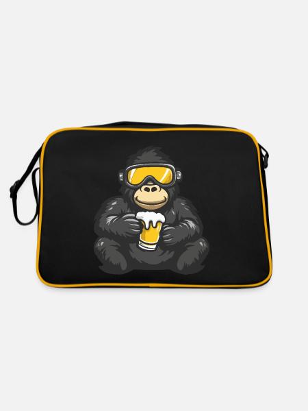 Gorilla Apres Ski Bier - Retro Tasche - Schwarz/Gold - Hinten