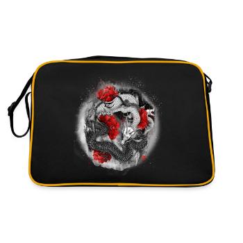 Der Drache, Ryu, ist ein mythisches Wassertier - Retro Tasche - Schwarz/Gold - Hinten