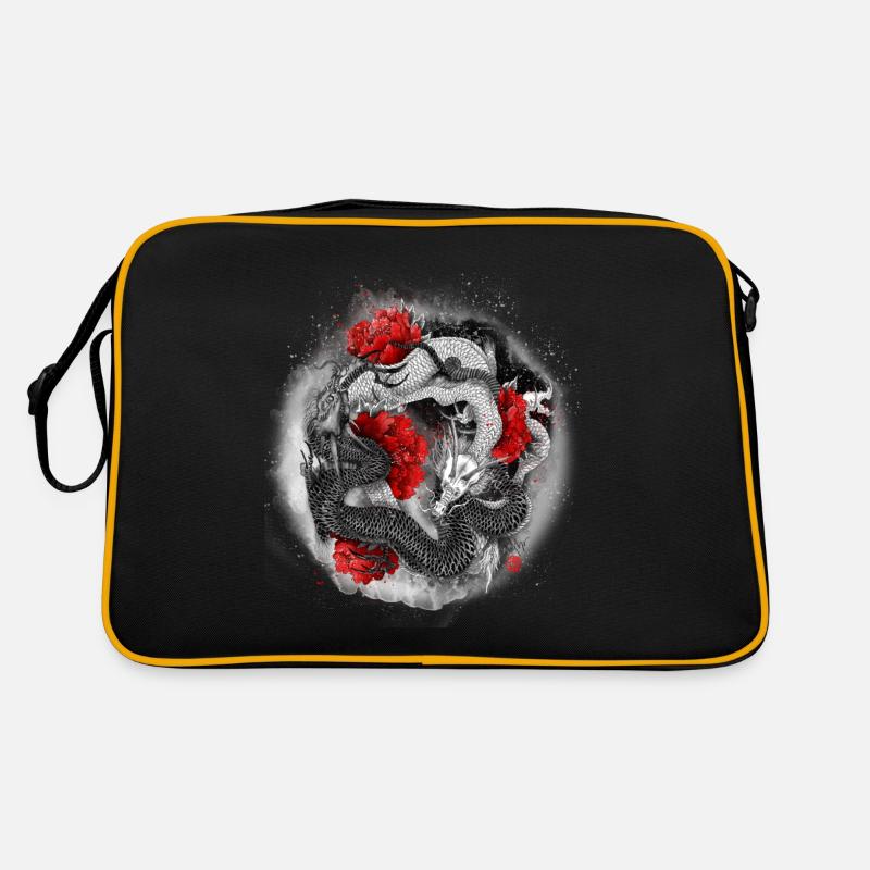Der Drache, Ryu, ist ein mythisches Wassertier Retro Tasche