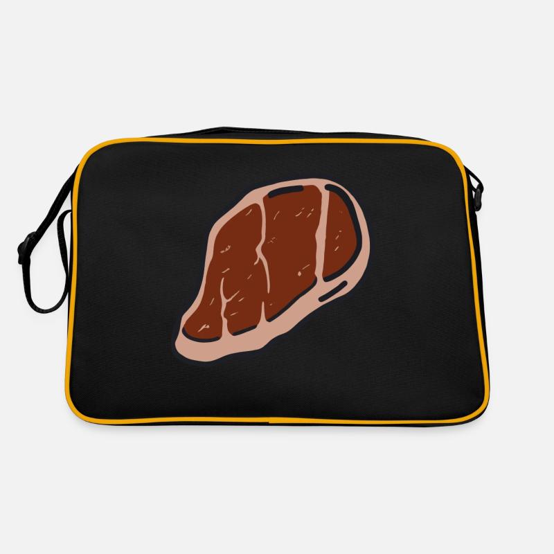 Steak Fleisch Rindfleisch Essen und Grillen Retro Tasche
