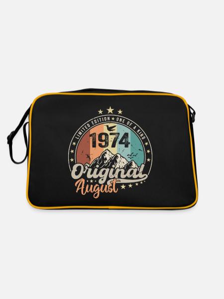August 1974 Geburtstagsgeschenk August 1974 Jahrgang - Retro Tasche - Schwarz/Gold