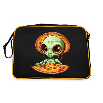 Green Alien apprécie la pizza salami - Sac Retro - noir/or - Dos