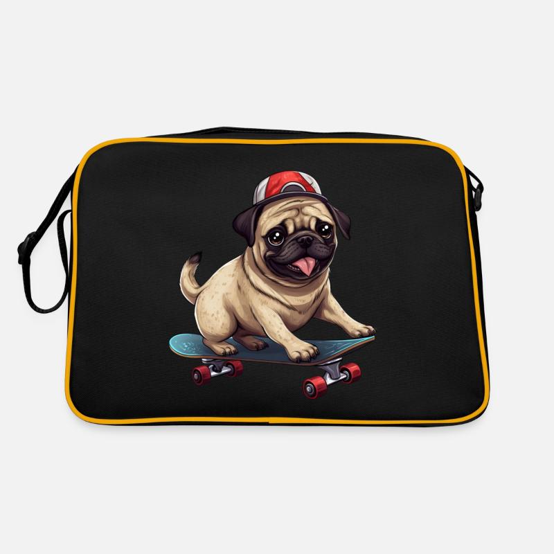 Skateboard Pug: Dynamic Dog et Sac Retro