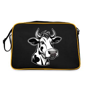 Niedliche Muh Kuh - Retro Tasche - Schwarz/Gold - Hinten