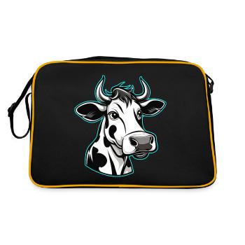 Niedliche Muh Kuh - Retro Tasche - Schwarz/Gold - Hinten