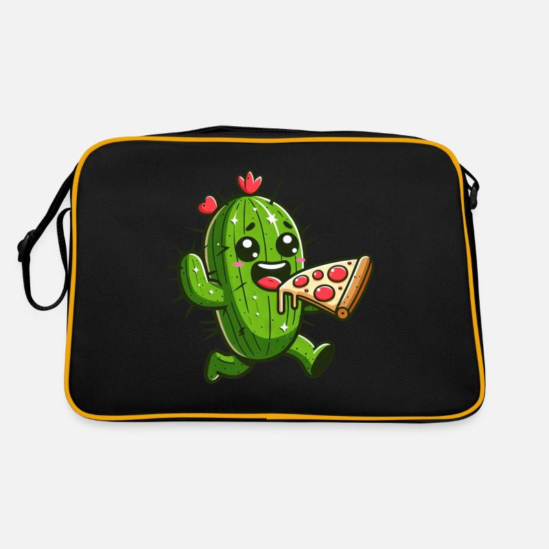 Mignon Cactus Pizza Coeur Bande Dessinée Sac Retro