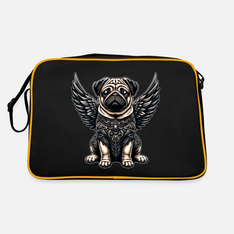 Cute pug angel with baroque and gothic Retro Bag