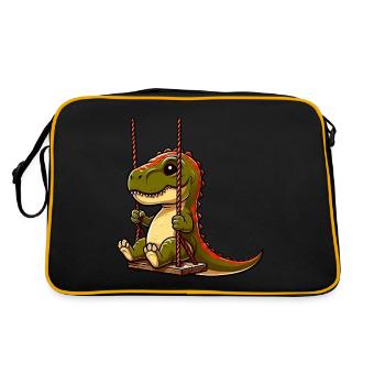 Pensive T-Rex on Playground Swing - Retro Bag - black/gold - Back