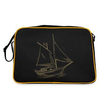 Voilier Silhouette Mer Design Minimaliste - Sac Retro - noir/or - Dos