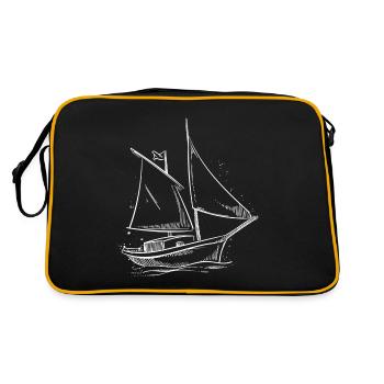 Voilier Silhouette Mer Design Minimaliste - Sac Retro - noir/or - Dos
