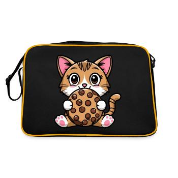 Bengal chat grignotage biscuit dessin animé - Sac Retro - noir/or - Dos