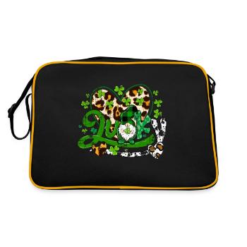 St Patrick’s day, Shamrock, Clover Distressed - Retro Bag - black/gold - Back