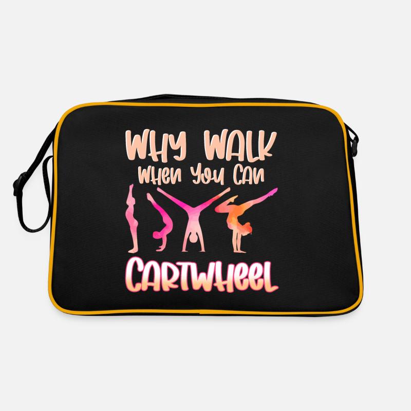 Why Walk When You Can Cartwheel Wheel Beating - Retro Bag - black/gold