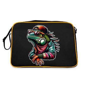 Iguane cool avec lunettes de soleil et casquette - Sac Retro - noir/or - Dos