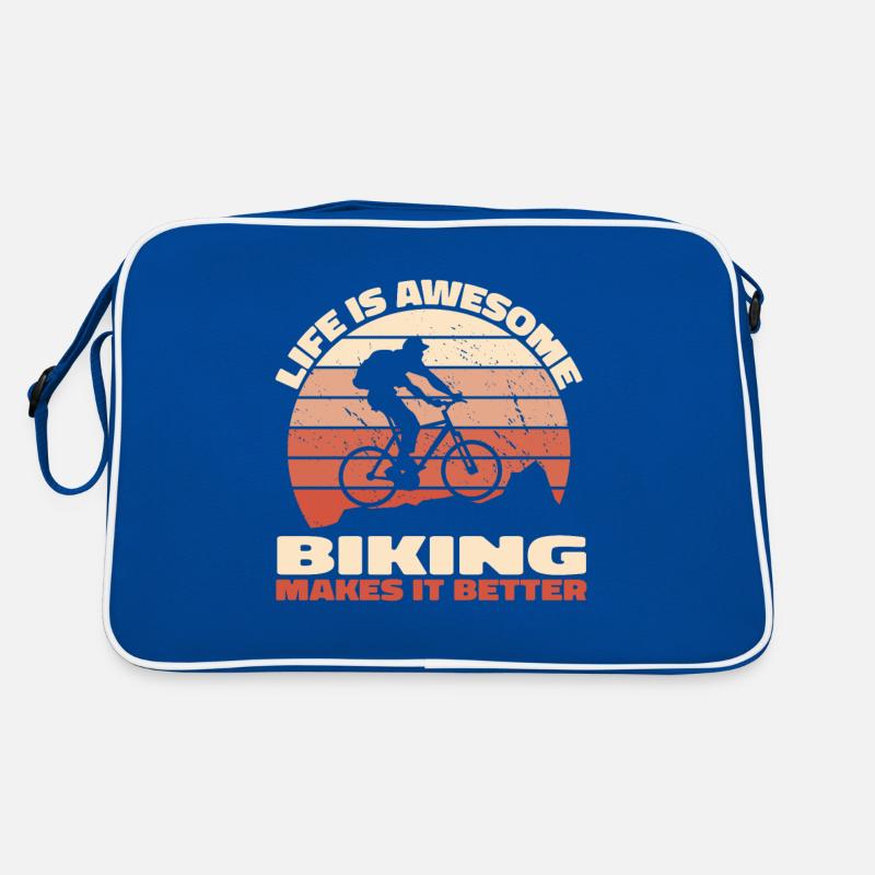 Life is Awesome – Biking Makes It Better Retro Tasche