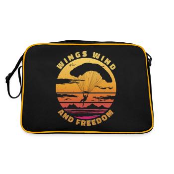 Ailes, vent et liberté - Flieger Spruch - Sac Retro - noir/or - Dos