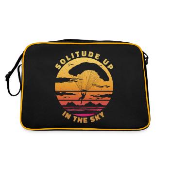 Solitude up in the Sky - Paragliding Spruch - Retro Tasche - Schwarz/Gold - Hinten