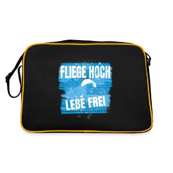 Voler haut, vivre en liberté - Le dicton du parapente - Sac Retro - noir/or - Dos