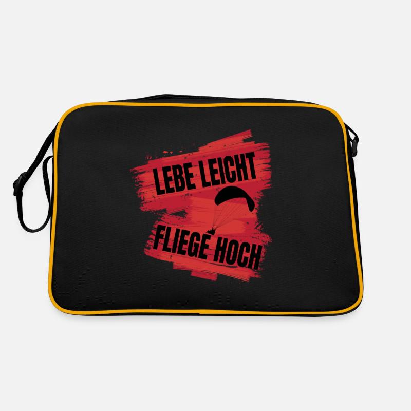 Lebe leicht, fliege hoch – Paragliding Design - Retro Tasche - Schwarz/Gold
