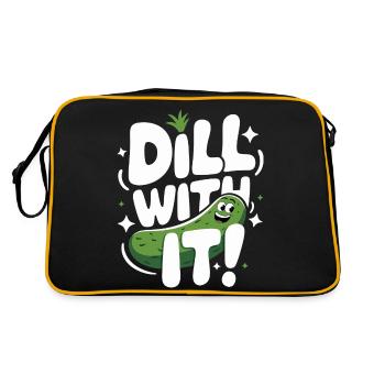 Gurke Essiggurke Gewürzgurke Essen Dill - Retro Tasche - Schwarz/Gold - Hinten