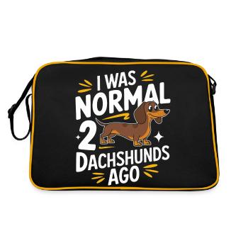 Dackel Hund - Retro Tasche - Schwarz/Gold - Hinten