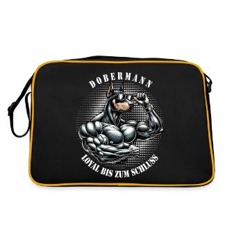 Doberman Loyal to the End Chemise pour chien musclé - Sac Retro - noir/or - Dos