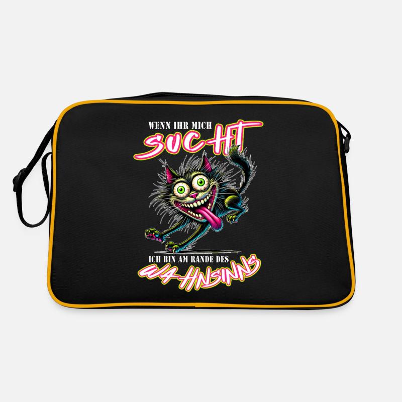 Crazy Katze am Rande des Wahnsinns Comic Stil Retro Tasche