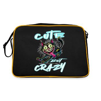 Motif drôle de style bande dessinée de chat mignon mais fou - Sac Retro - noir/or - Dos