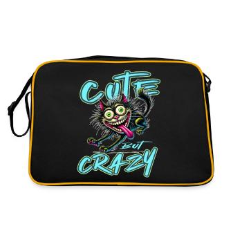Chat mignon mais fou style bande dessinée Motif drôle - Sac Retro - noir/or - Dos
