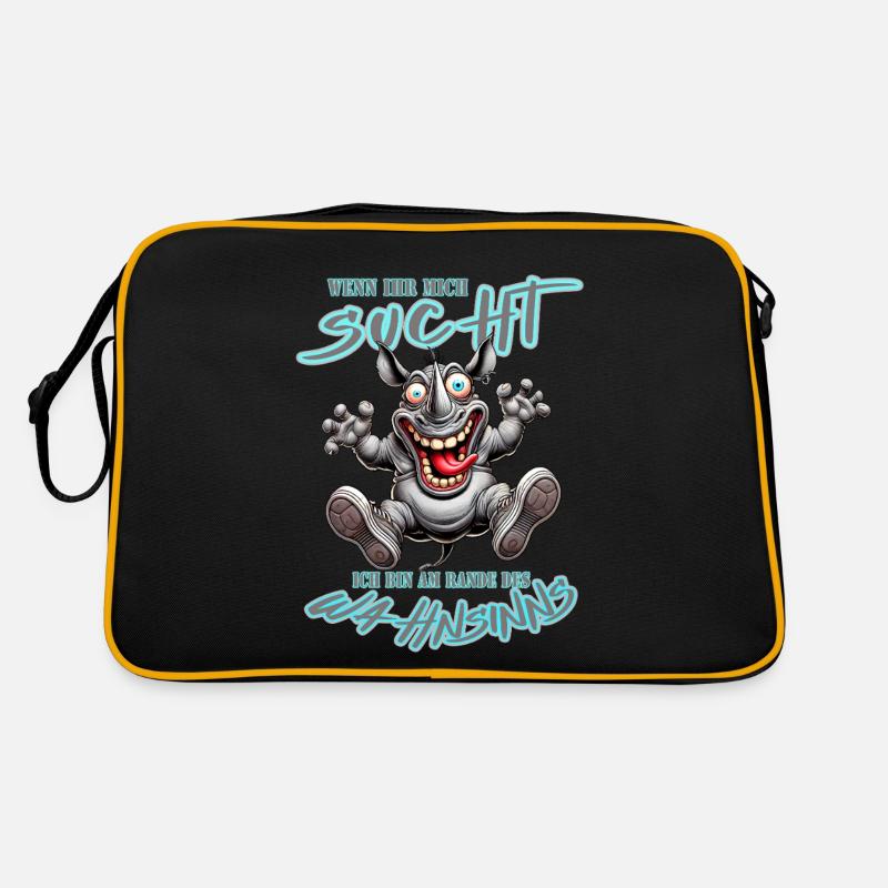 Crazy Nashorn am Rande des Wahnsinns Comic Stil Retro Tasche