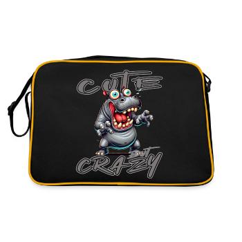 Motif drôle de bande dessinée hippopotame mignon mais fou - Sac Retro - noir/or - Dos