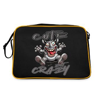Motif drôle de bande dessinée de rhinocéros mignon mais fou - Sac Retro - noir/or - Dos