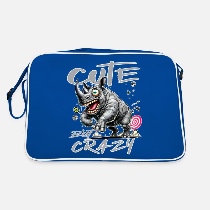 Cute but Crazy Rhino Comic Style Funny Motif Retro Bag