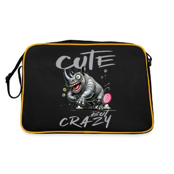 Motif drôle de bande dessinée de rhinocéros mignon mais fou - Sac Retro - noir/or - Dos