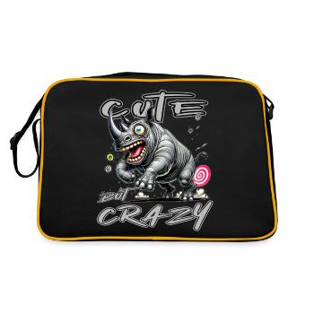 Motif drôle de bande dessinée de rhinocéros mignon mais fou - Sac Retro - noir/or - Dos