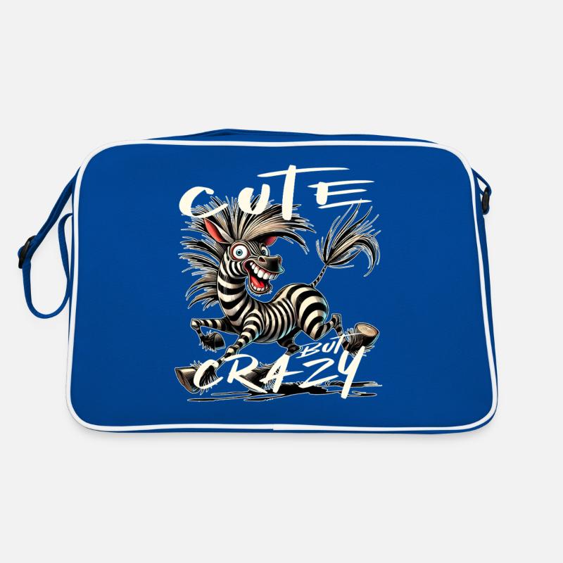 Cute but Crazy Zebra Comic Stil lustiges Motiv Retro Tasche