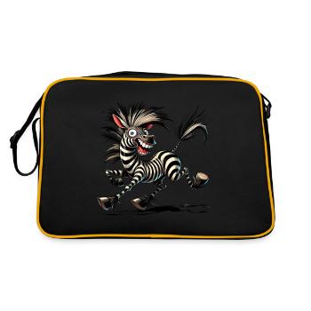 Crazy Zebra Comic Style Funny Animal Motif - Retro Bag - black/gold - Back