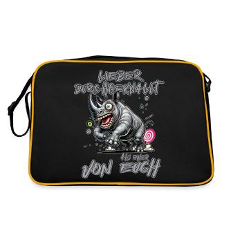 Nashorn Lieber durchgeknallt als einer von euch - Retro Tasche - Schwarz/Gold - Hinten
