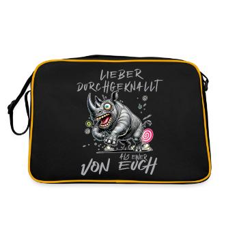 Nashorn Lieber durchgeknallt als einer von euch - Retro Tasche - Schwarz/Gold - Hinten