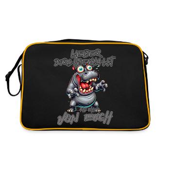 Nilpferd Lieber durchgeknallt als einer von euch - Retro Tasche - Schwarz/Gold - Hinten