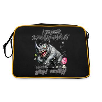 Nashorn Lieber durchgeknallt als einer von euch - Retro Tasche - Schwarz/Gold - Hinten