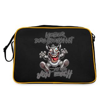 Nashorn Lieber durchgeknallt als einer von euch - Retro Tasche - Schwarz/Gold - Hinten