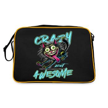 Style de bande dessinée de chat fou mais génial - Sac Retro - noir/or - Dos