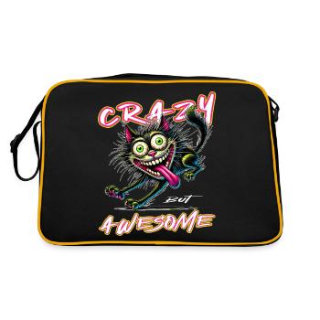 Style de bande dessinée de chat fou mais génial - Sac Retro - noir/or - Dos