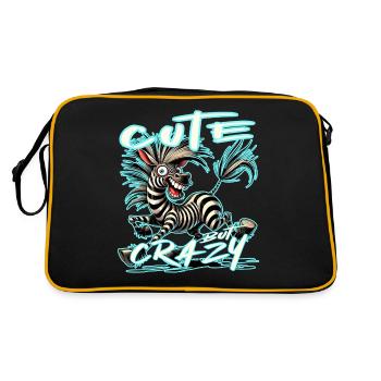 Motif drôle de bande dessinée de zèbre mignon mais fou - Sac Retro - noir/or - Dos